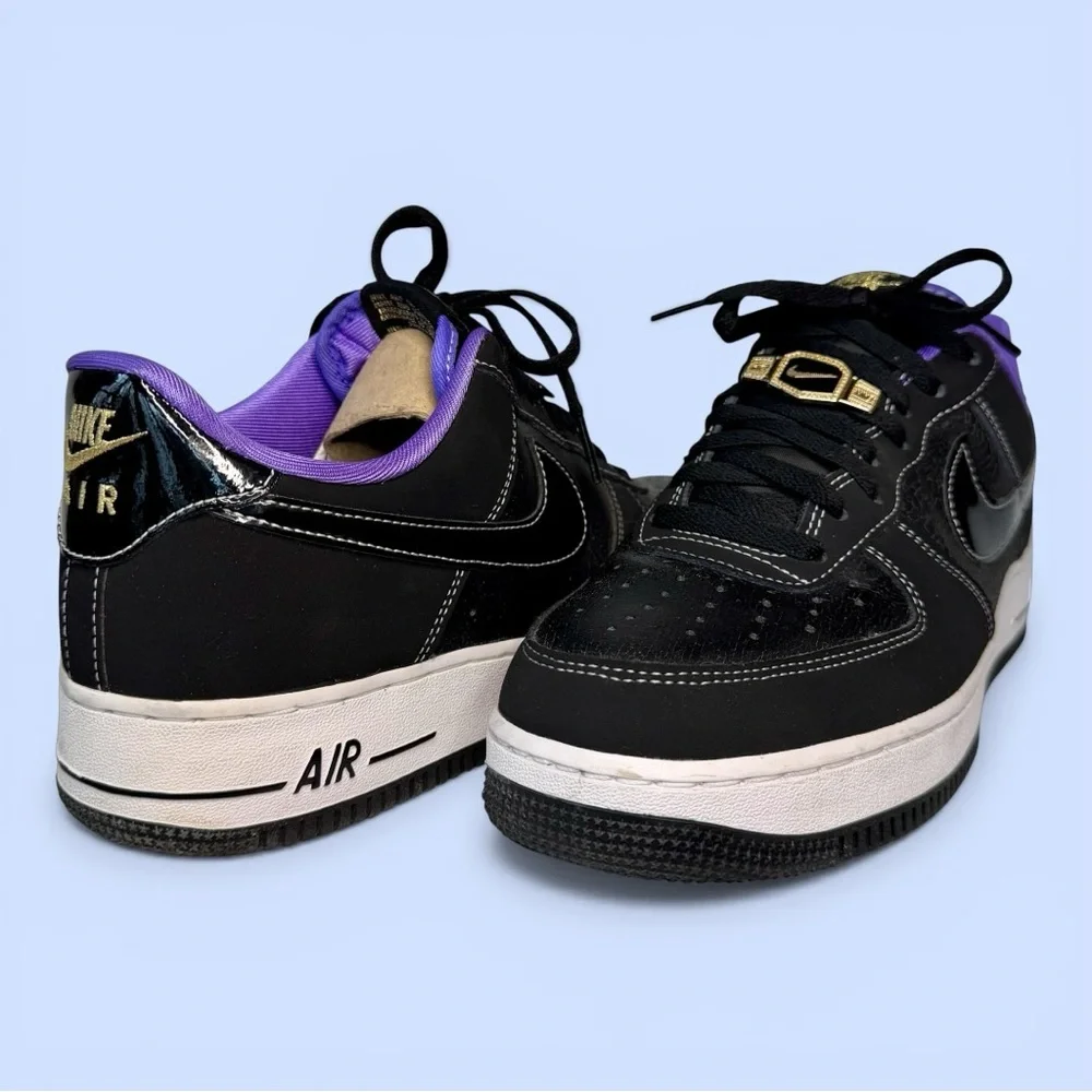 Nike Air Force 1 Low '07 LV8 World Champ Lakers M Sz 10, W Sz 11.5‎ Black Purple